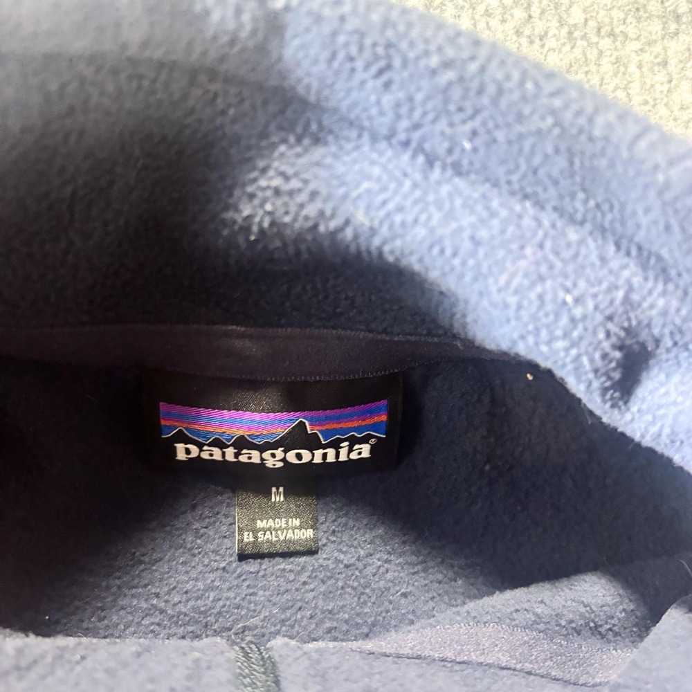Patagonia Sweatshirt Mens Medium Blue Fleece 1/4 Zip Neck Pullover Long Sleeve - Picture 2 of 3